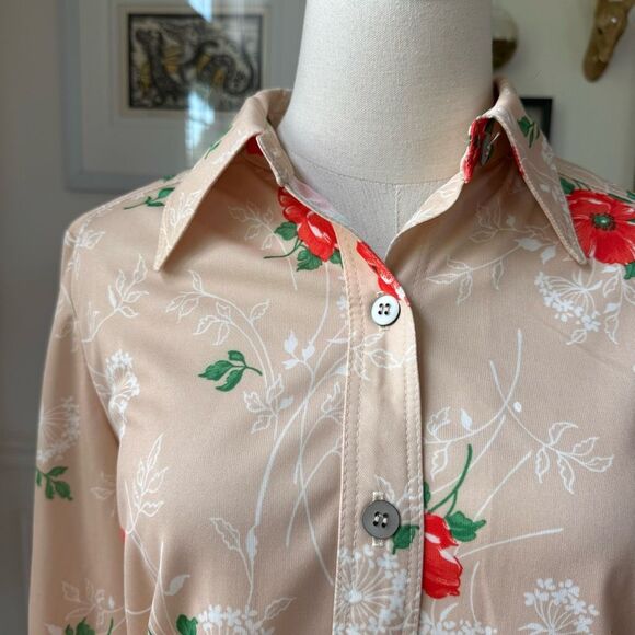 Vintage 70s Cue Trench New York Blouson Top M L - Picture 2 of 8